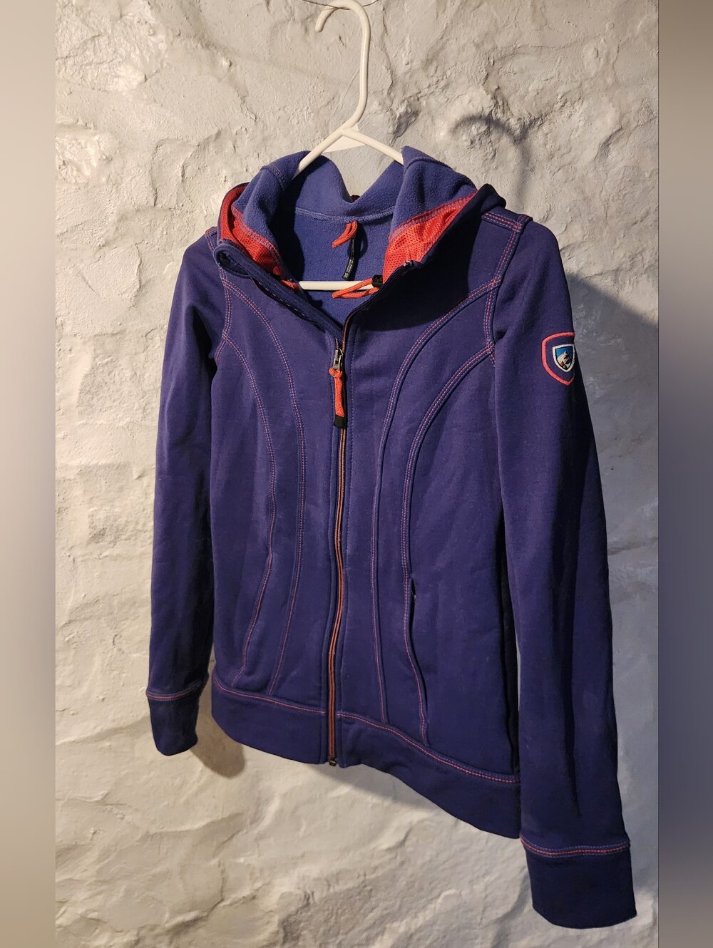 Vintage Kuhl Royal Blue Purple Fleece Full Zip Hoodie XS Red Contrast Stitch